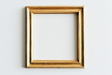 Fototapeta premium thin gold frame in square shape placed on bright white background for minimalistic look