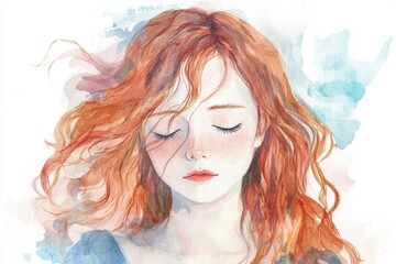 Fototapeta premium A vibrant portrait of a woman with striking red hair, ideal for use in editorial or advertising contexts