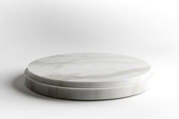circular marble pedestal with layered design placed on bright white background for luxurious effect