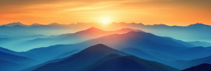 Obraz premium Majestic Sunset Over Rolling Blue Mountains