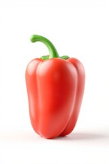 there is a red pepper with a green stem on a white surface