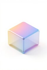 there is a small square object with a rainbow colored design