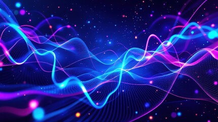 Fototapeta premium Abstract Digital Overlay with Flowing Lines and Data Points for Logos or Messages