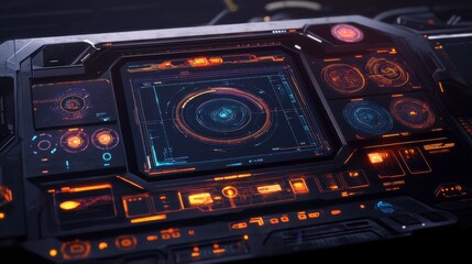 Futuristic Interface with Clean Lines and Vibrant Lighting
