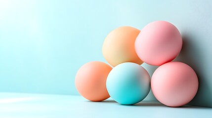 Pastel Colored Spheres Arranged in a Triangular Formation