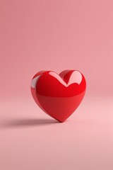 a close up of a red heart shaped object on a pink background