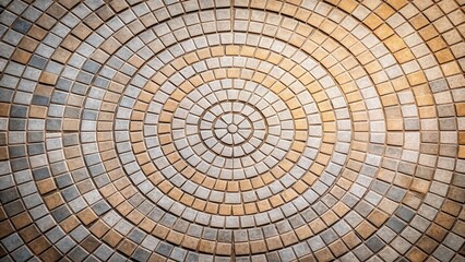 Circular Pattern of Small Square Tiles in Earthy Tones