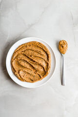 peanut butter with chia on a light background