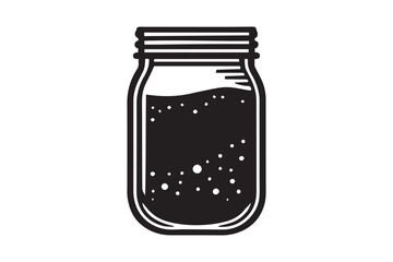 simple and unobtrusive Mason glass jar vector silhouette illustration isolated in white background
