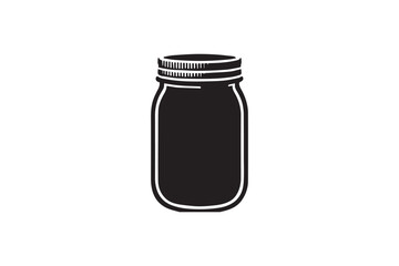 simple and unobtrusive Mason glass jar vector silhouette illustration isolated in white background
