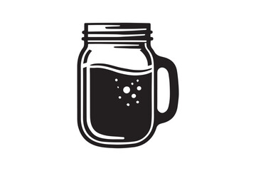 simple and unobtrusive Mason glass jar vector silhouette illustration isolated in white background
