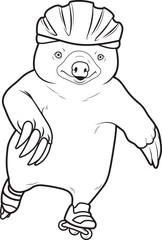 Mole Inline skating Roller skates Animal Vector Graphic Art Illustration