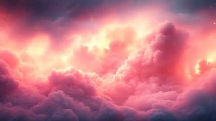 Fototapeta premium Pink Cloudscape at Sunset Dreamy Atmosphere