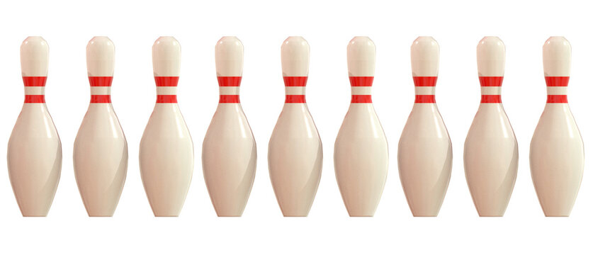 bowling  pins ball isolated cut out for background - 3d rendering