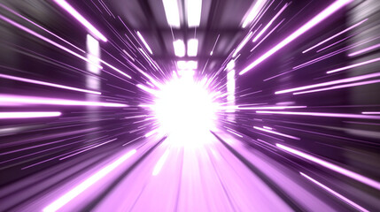 Obraz premium Futuristic Light Tunnel: Neon Purple for Sci-Fi Energy and Motion 
