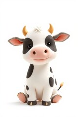 there is a small cow that is sitting down on the ground