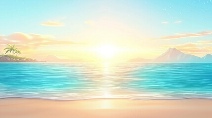 Fototapeta premium Peaceful Sunrise Over the Ocean with Gentle Waves 