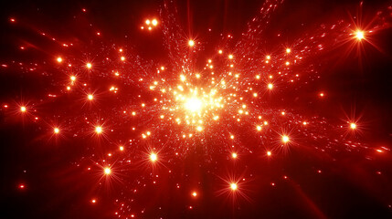 Obraz premium Radiant Red Explosion with Golden Sparks on a Dark Background 