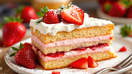 A slice of cheesecake topped with strawberry jam, cheese, and a drizzle of sauce.