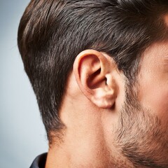 Obraz premium handsome man, detail of right ear, AI generated