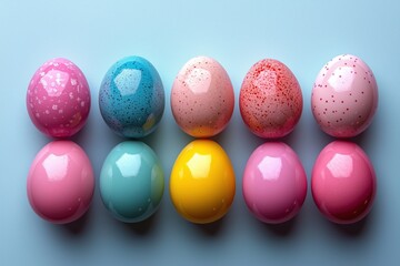 Obraz premium Pastellfarbene Ostereier in modernen Arrangements