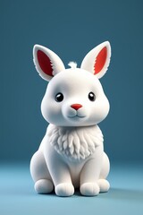 Obraz premium there is a white rabbit with red ears sitting on a blue surface