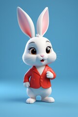 Obraz premium a close up of a cartoon rabbit wearing a red jacket