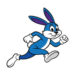 A sleek, dynamic rabbit mascot logo vector, showcasing a fast-running pose with sharp lines, energetic motion trails, and bold colors, perfect for sports or speed-related brands.