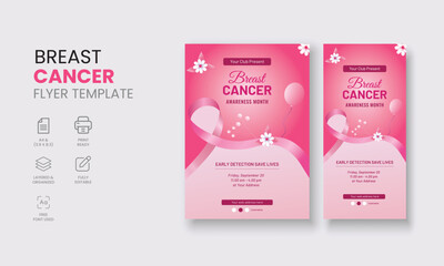 Breast Cancer Awareness Month, Breast Cancer Support Group flyer, Cancer Support Group Flyers Template, Breast Cancer Banner