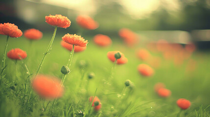 Obraz premium Wild Poppy Field in Soft Morning Light for Artistic Floral Inspiration 