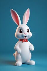 there is a white rabbit with a red bow tie on
