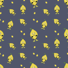 pattern with lemons on a dark background