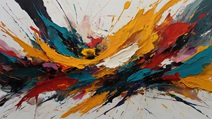 Fototapeta premium Abstract Expressionist painting with bold, vibrant colors and dynamic brushstrokes, evoking emotion and movement,Generative Ai