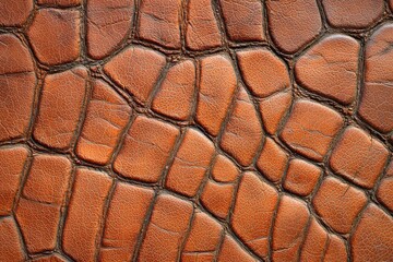 Textured Brown Leather Pattern with Crocodile Skin Appearance