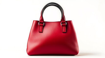Naklejka premium Elegant red handbag is displayed against a white background.