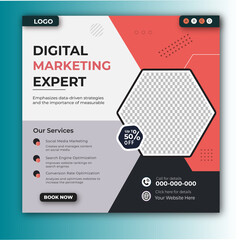 Digital marketing and corporate business service social media post banner template design
