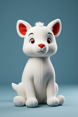 there is a white cat sitting on a blue surface