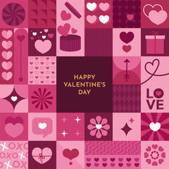 Happy Valentine's Day. Modern abstract Valentine seamless pattern illustration. Valentine poster, card, label, promotion templates, pattern background.