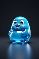 arafed blue plastic toy with a smiling face and eyes
