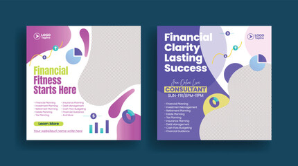 Editable social media posts banner ads set for financial advisor, Accounting and bookkeeping services, tax services promotional business  marketing ads banner design pack