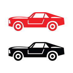 Simple car silhouettes with color on white background