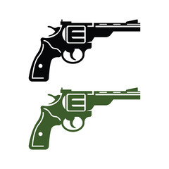 revolvers art silhouettes with color on white background