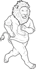 Lion Runner Running Sports Animal Vector Graphic Art Illustration