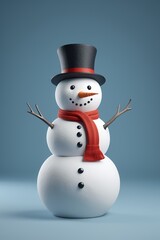 there is a snowman with a top hat and scarf on