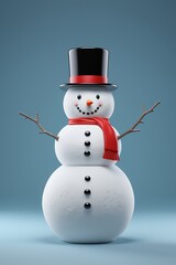 Fototapeta premium arafed snowman with a top hat and scarf on
