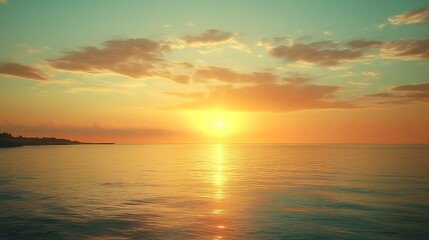 Serene Sunset Over Calm Ocean Water