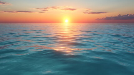 Obraz premium Serene Ocean Sunset Peaceful Water Horizon Scene