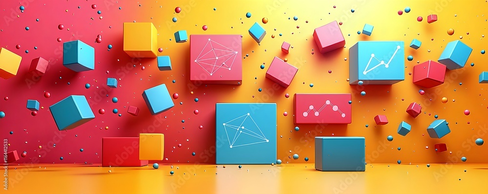 Aufkleber virtual reality classroom exploring complex math concepts with floating geometric shapes and graphs