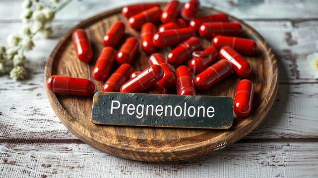 Pregnenolone in capsules on the table. Selective focus. nature.