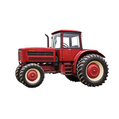 Red littoreo tractor isolated on white background representing italian agriculture history